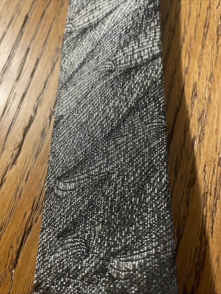 Corbata ajustada Rockabilly Expressions vintage de los 80 brillante metálica plateada VLV Foto 3 de 4