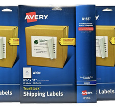 5 Packs Avery Trueblock Shipping Labels 8.5 x 11 Full Sheet Laser  Inkjet 8165