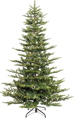 Puleo International 7.5ft Pre-Lit Aspen Fir Artificial Christmas Tree Green 