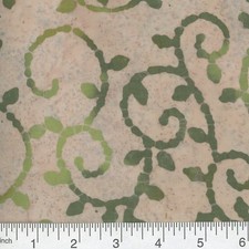 QUILTER'S BATIK 45-inch BTY 100 Cotton Swirls Tan and Greens