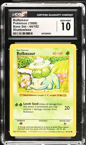 Bulbasaur (Shadowless) graded CGC 10 for sale on eBay