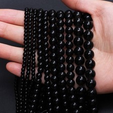Natural Black Gemstone Round Beads Charm Spacer Loose Beads 4mm 6mm 8mm 10mm