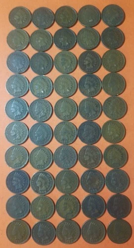 Roll (50) 1900 Indian Head Pennies - all Good or better