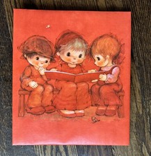 Vintage 1972 Hallmark Photo Album 3 Children Reading -New Please Read Orange Cov