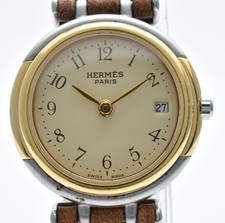 [EXC+5] HERMES Windsor Women's Watch Ivory Dial /leather Quartz from Japan