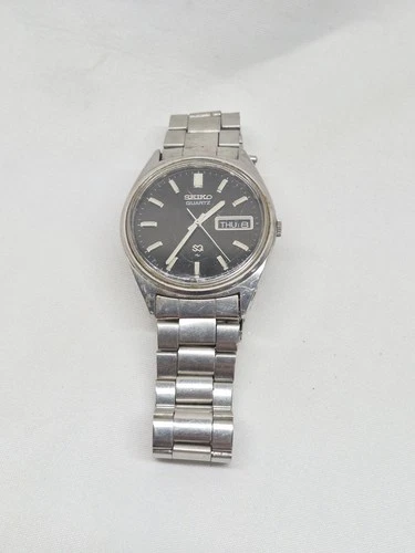 Vintage Seiko Quartz Day-Date Stainless Steel Watch Not Running As-Is Japan