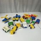 VTG Fisher Price Little People Mixed Lot Of 17 Vehicles Taxi Police Helicopter