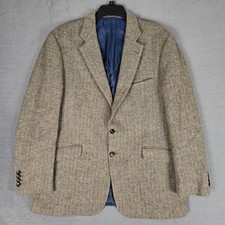 Joseph Turner Yorkshire Kynoch Blazer Mens 44R Herringbone Tweed Wool Brown