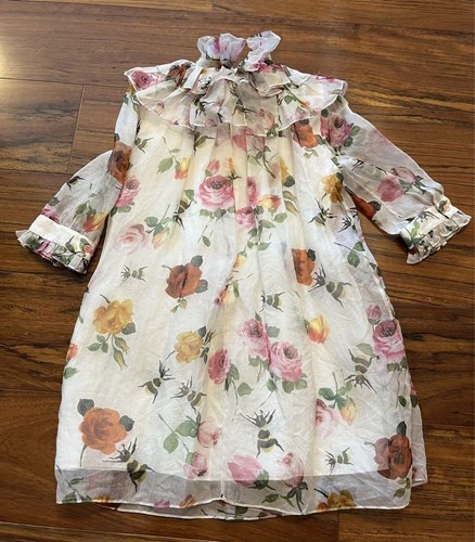 GUCCI Kids Red Floral Dress ONE PIECE BROUSE in Silk GIRL SIZE 6 FROM JAPAN - Picture 22 of 24