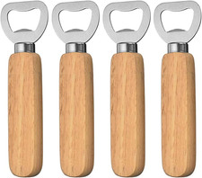 4 Stück Flaschenöffner ​Holz Bieröffner Holzgriff Tragbare Personalisierter Natu