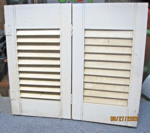 Set Of 2 Wooden Louvered Window Shutters 17" High x Each One Is 18.5” Wide 37" 2