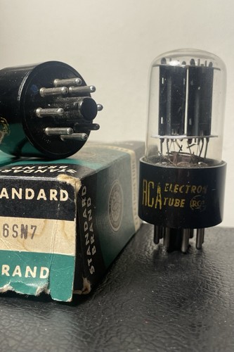 2x RCA 6SN7 Doppeltriodenventile Röhren Paar schwarze Platte Tests gut Made in USA - Bild 6 von 9