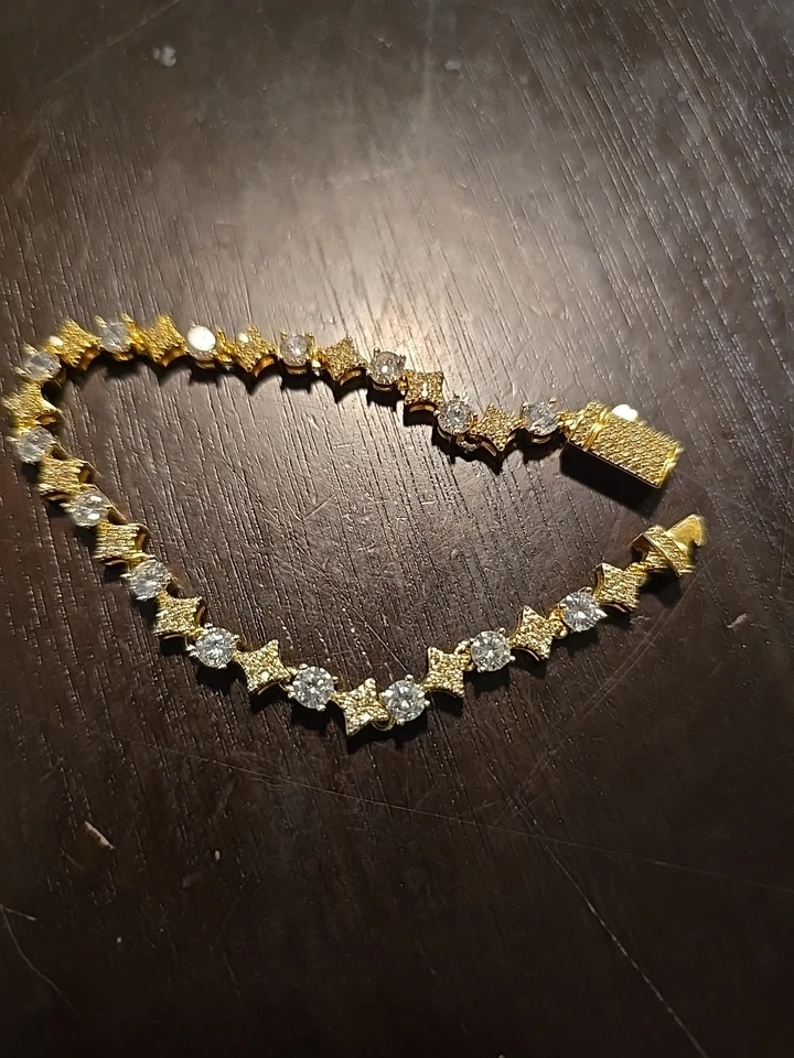 7” 4mm  gold over sterling silver tennis bracelet - Image 4 of 4