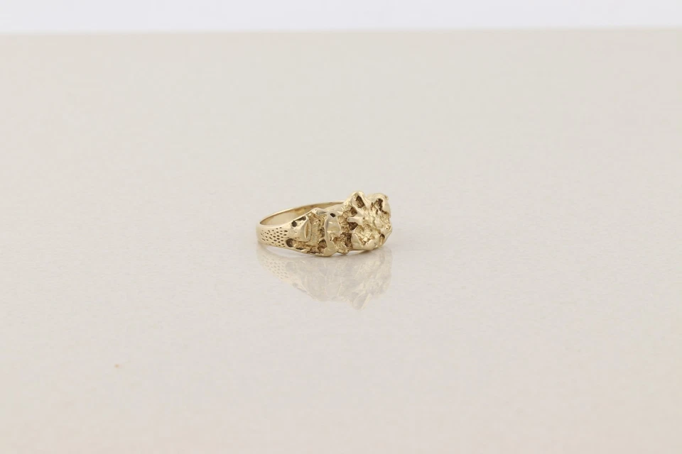 Anillo pepita de oro amarillo de 10k para hombre talla 10 1/2 Foto 3 de 4