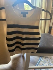 House Of Harlow Tan With Black Strip Racer Back Sweater Tank Top Size Small
