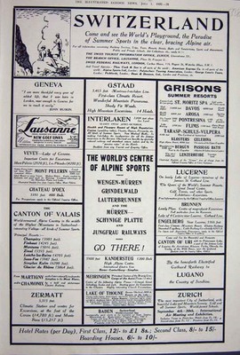 Alte Vintage Print Reklame 1922 Feiertage Schweiz Zürich Genf 20.