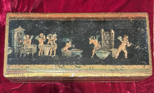 MCM ITALIAN FLORENTINE GILDED WOOD TRINKET BOX Pompeiian Motifs PUTTI VTG - Picture 17 of 24