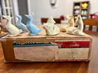 VINTAGE SHAWNEE POTTERY MINIATURE FIGURINES LOT OF 6 WITH ORIGINAL BOX