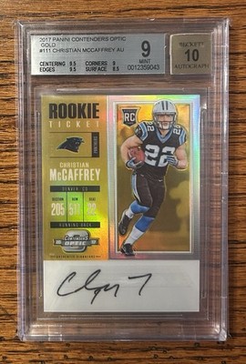 2017 Panini Contenders Optic Christian McCaffrey Gold Rookie Auto /10 BGS 9 