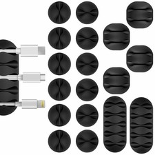 Cable Clips Cord Holder - 18 PCS Black Adhesive Phone Cord Organizer Charger ...