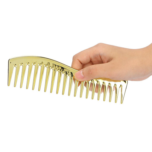 Wide Tooth Hair Cutting Comb Salon Tool for All Hair Types Gold Finish