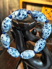 Bracelet Original Design Elder Edition: Boshan Traditional glass blue and white