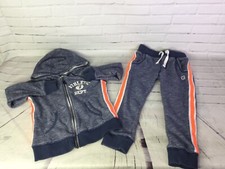 Carter's Boys Size 4 Blue Knit 2pc Zip Up Hoodie Top Jogger Pants Set Outfit
