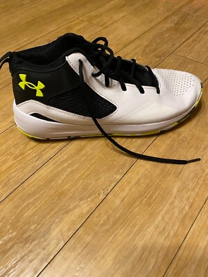 Size 10 men Under Armor Lockdown 5s White, Black, and Green