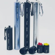 Metal Small Pill Box Organizer 7 Day Portable Waterproof Keychain Pill Holder