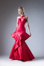 Cinderella Divine - 71428 High Neck Symmetrical Cascade Mermaid Gown SZ8 NWTO