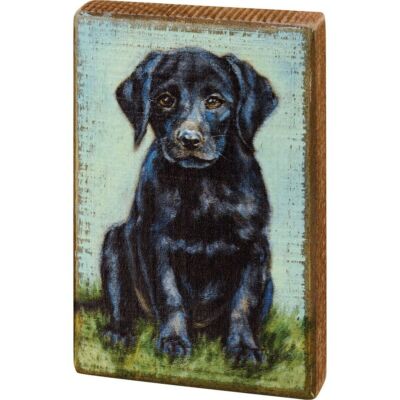Black Lab Artsy Portrait Dog Burlap Canvas Box Sign Decor
