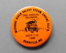 Button - 1989 Missouri Valley Steam Engine Asso - 26th Annual- 2.25 inch Pinback