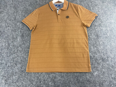 TBS France Polo Shirt Men s 2XL XXL Striped Brown Cotton Short Sleeve N70