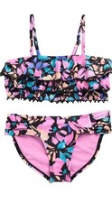 RAISINS - SIZE: 12 - Girl's Ruffle Turtle Bay Bikini Top  Bottom Swim Set -NEW 