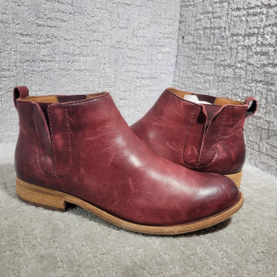Botas Chelsea femininas Korks Ease Mindo tamanho 9M couro borgonha EUA K26447 - Imagem 2 de 4