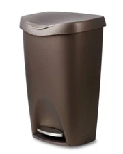 Umbra Bronze Brim Large Kitchen Trash 13 Gallon Step Garbage Can with Lid