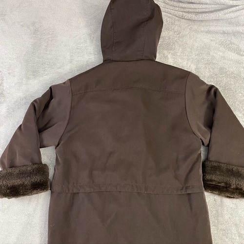 VINTAGE Bromley Sport Coat Womens Small Petite Long Faux Fur Hood Outdoor Chore - Picture 13 of 24