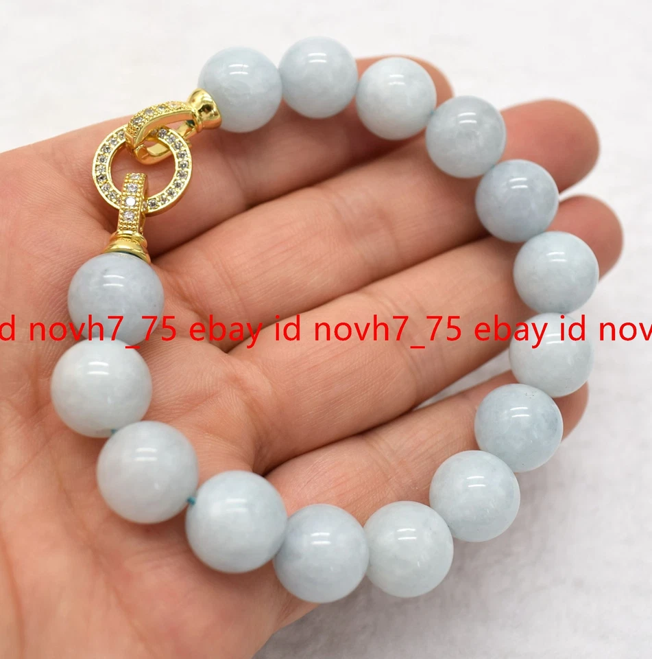 Natürlich 8/10/12mm Mehrfarbig Rund Edelstein Rund Perlen Armband 19cm - Bild 2 von 4