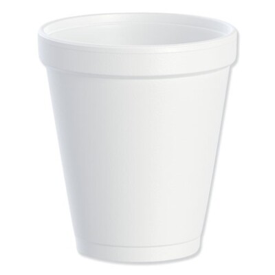 Dart 8J8 Foam Drink Cups, 8oz, White, 25/Bag, 40 Bags/Carton, CA & WA Restricted