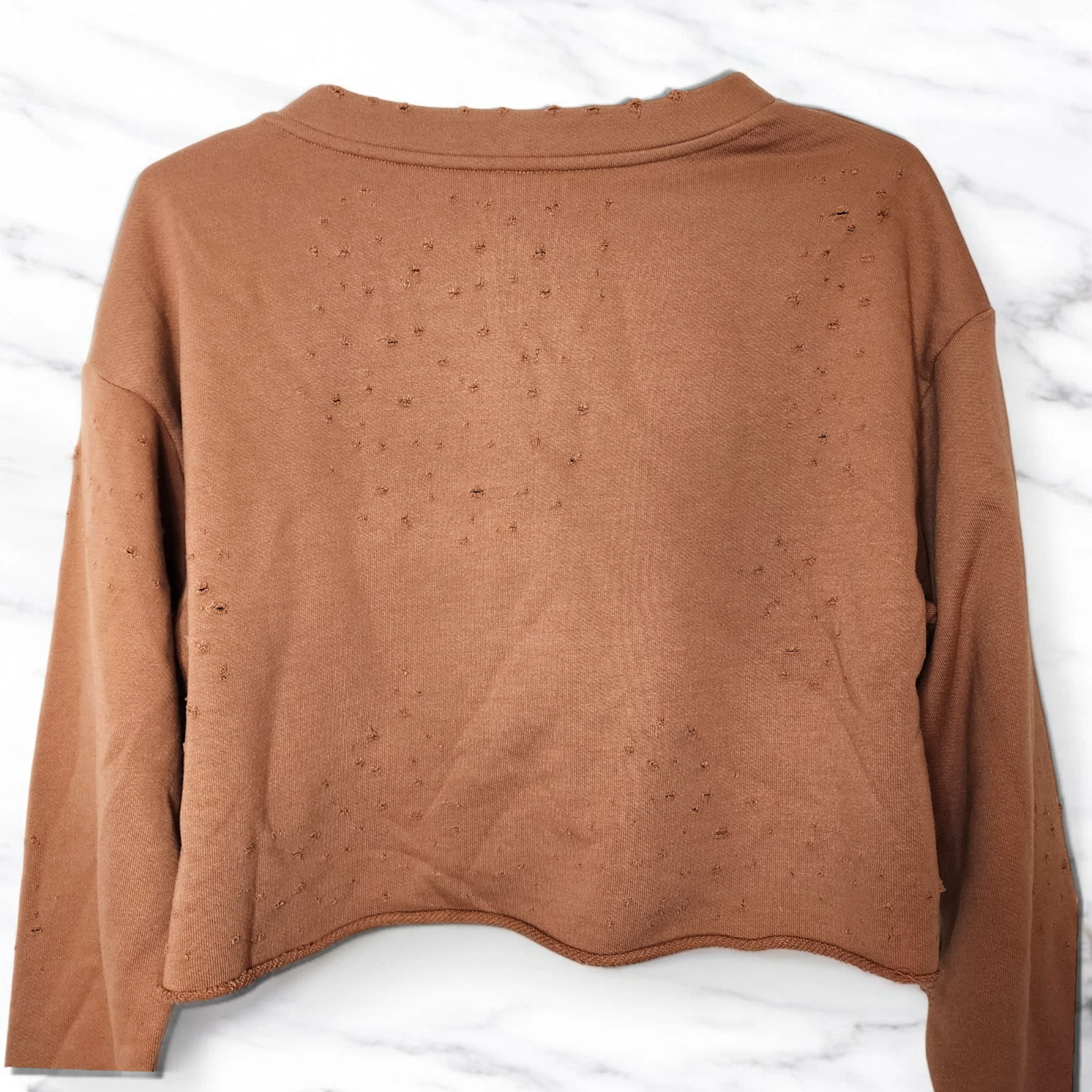 alo-yoga fierce cropped semi distressed sweatshirt