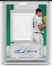 2020 Topps Definitive Autograph Relic Collection Green #ARC-BM Brendan McKay/25