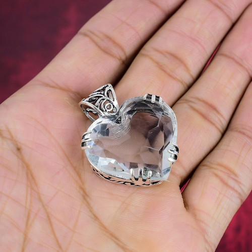 White Topaz Gemstone Handmade 925 Sterling Silver Pendant Jewelry - Picture 2 of 5