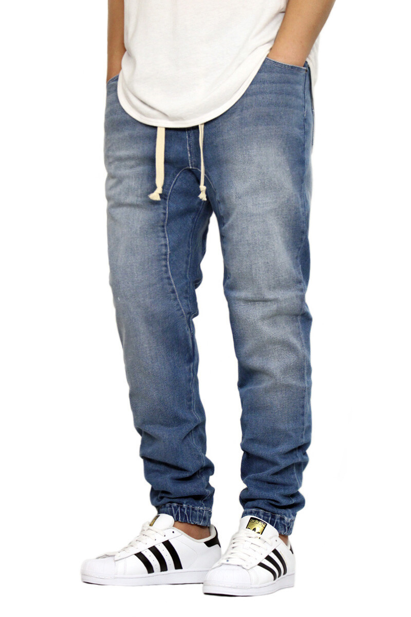 NEW MEN'S SLIM FIT DENIM JOGGER PANTS S-5XL 5 COLOR BIKER **FAST