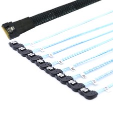 Slimline4.0 SFF-8654 8i to 8 Ports SATA Adapter Cable Right-Angled SATA
