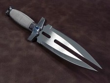 Gil Hibben Double Shadow Tactical Fighting Hunting Knife w/Leather Sheath