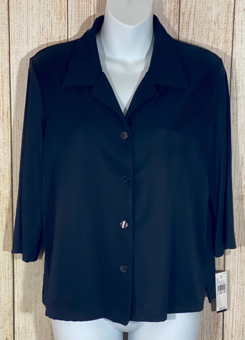 I.N. Studio Women’s Top Button Up Semisheer Black Sz XL Petite eBay