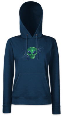 Pixel Green Alien Face Damen Hoodie Sweatshirt Area Beam Arcade Saucers Gamer