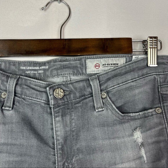 AG Adriano Goldschmied Gray Distressed The Legging Ankle Skinny Jeans 26 thumbnail 5