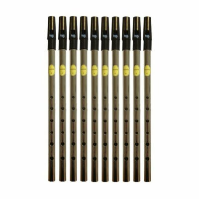 Tin Whistle Feadog Nickel C Whistle, Black Top - BOX OF 10