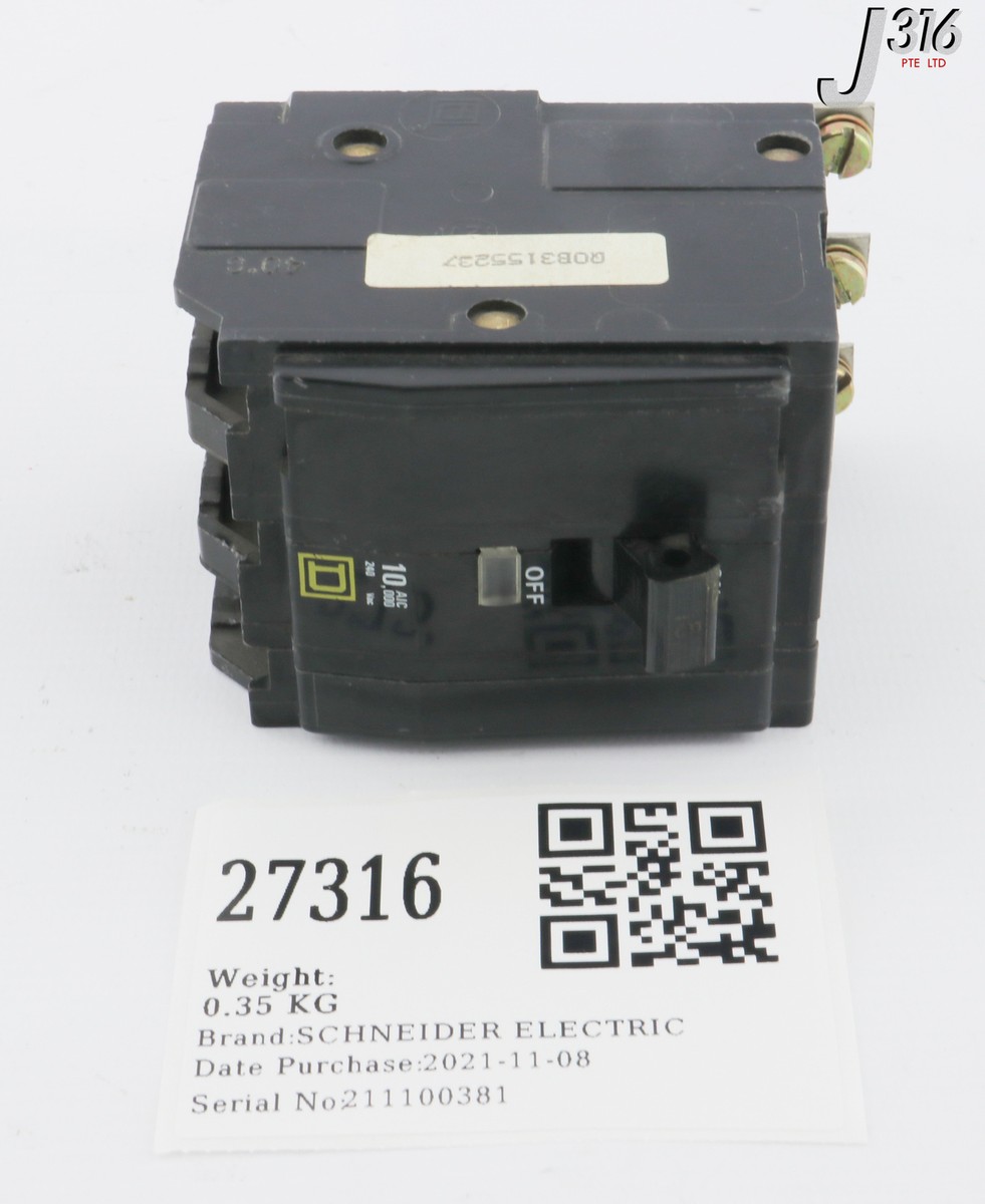 27316 SCHNEIDER ELE CIRCUIT BREAKER, SQUARE D, 3 POLE, 240VAC, 15A